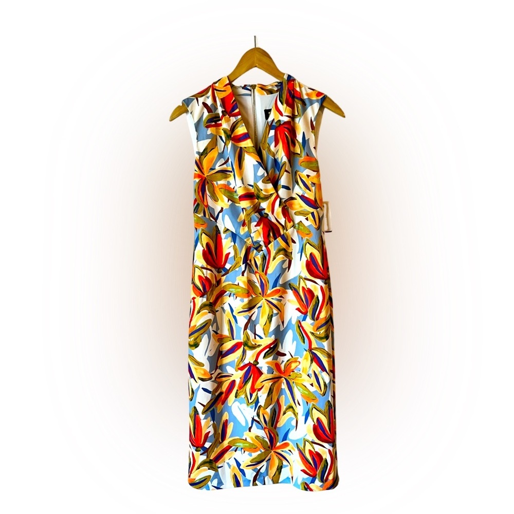 Floral Printed Paris Wrap Midi Dress